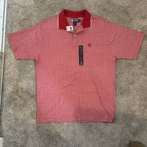 Vintage Chaps Ralph Lauren Polo Shirt Mens Large Red Pinstripe Deadstock NOS NWT